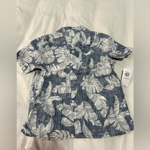 Old Navy Toddler Boys Linen Blend Palm Leaf Camp Shirt NWT